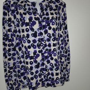 Sandwich Elegant Women's Blouse with Purple and Black Floral Pattern